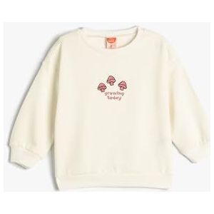 Koton Babygirls Long Sleeve Crew Neck Mushroom Gedrukt Detail Katoen Sweatshirt, ecru(010), 2-3 jaar