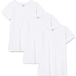 Berydale Dames T-shirt met ronde halsuitsnijding, Wit, set van 3, XS