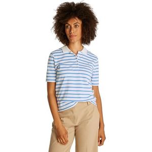 Tommy Hilfiger Poloshirt met korte mouwen voor dames 1985, pique, regular fit, wit (Ecru/Blue Spell Stp), XXL