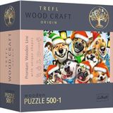 Trefl - Wood Puzzle: Christmas Doggies - 500+1 stukjes, Wood Craft, Hout Ambacht, 50 Kerstfiguren, Moderne Premium Puzzel, doe-het-zelf, Voor Volwassenen en kinderen vanaf 12 jaar