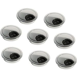 Emuca Kabeldoorvoer van Zamak voor inbouw in tafel, diameter 60 mm, glanzend chroom, 8 stuks