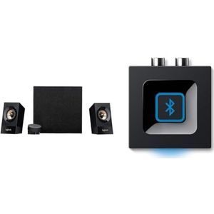 Logitech Z533 multimedialuidsprekersysteem zwart & Logitech Draadloze Bluetooth Audio Ontvanger - Zwart/Blauw