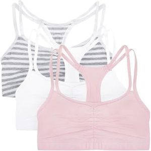 Fruit of the Loom Sportbeha voor dames (3 stuks), Skinny Streep/Wit/Blozende Roos, 95