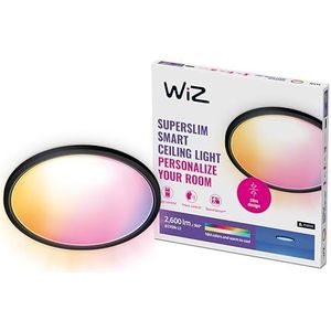 WiZ SuperSlim slimme plafondlamp 430 mm, 22 W, wit of gekleurd licht, SpaceSense-technologie, spraakbediening, dimbaar, zwart
