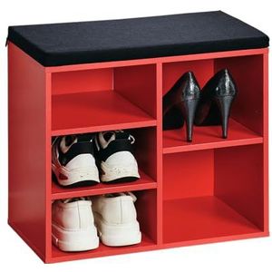 Kesper Schoenenkast Met Zitkussen, Materiaal: Hardboard, Afmetingen: B51,5 x H48 cm x L29,5 cm, Kleur: Rood, Zwart 15963