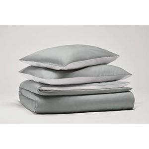 Pantone™ - Beddengoedset voor tweepersoonsbed, 255 x 200 cm, 100% katoen, percal 200, draaddichtheid 2, dubbelzijdig, grijs/wit