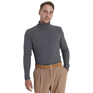 Trendyol Coltrui voor heren Plain Slim Sweater, Grijs, XL