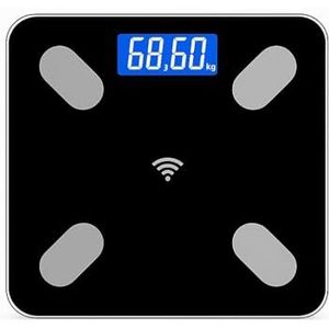 Intelligente digitale personenweegschaal met app, professionele en intelligente weegschaal voor het bewaken van lichaamsgewicht, BMI en vetmassa, inclusief batterijen inbegrepen