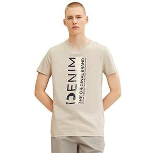 TOM TAILOR Denim Uomini T-shirt met print 1034728, 11754 - Light Dove Grey, S