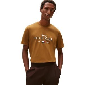 Tommy Hilfiger Mannen merk liefde grote Hilfiger TEE MW0MW41455 S/S T-Shirt, bruin, M, Bruin (Highland Khaki), M
