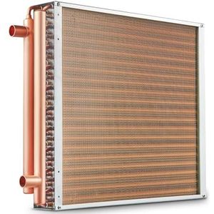 VEVOR Warmtewisselaar van water naar lucht, 20 ""x 20"" met 3-rij 3/8"" koperen poorten, 242 aluminium vinnen warmtewisselaar voor houtovens buiten, woonverwarming en koeling, en geforceerde