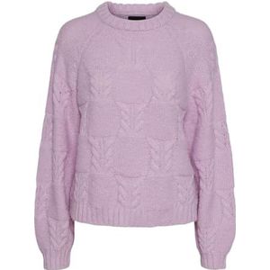 PIECES Pcneo Ls Oneck Knit Bc, Pink Lavender/Patroon: optie Four, S