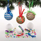 Baker Ross AT196 Kerstballen, mozaïek, knutselset, 4 stuks, mozaïekballen om te plakken, voor kinderen, schuimrubber, creatieve set voor kinderen voor Kerstmis