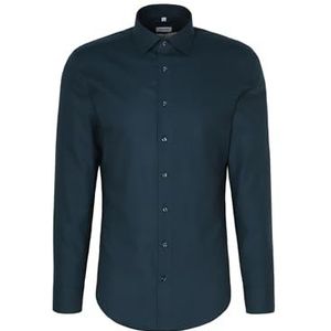 Seidensticker Flanellen overhemd voor heren, shaped fit, gemakkelijk te strijken, Kent-kraag, lange mouwen, 100% katoen, turquoise, 39