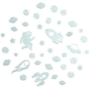 Simba 107826079 - Glow in the Dark ruimteset, met plakrubber, kinderkamer decoratie, 41 stuks, astronaut, raketten, 3 jaar en ouder