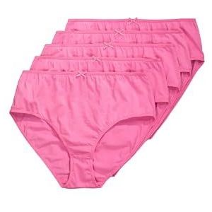 Ulla Popken Dames grote maten grote maten plus size midislips, 5-pack, effen, tot maat 66/68, roze, 42-44 Grote maten