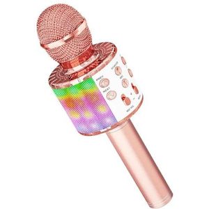 GC GLOBALCOMMERCE Draagbare Bluetooth Karaoke Microfoon Multifunctioneel Draadloos Met Luidspreker en LED Licht