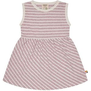 loud + proud Jurk strepen met linnen en biologisch katoen, GOTS-gecertificeerd, rood (rouge), 74-80