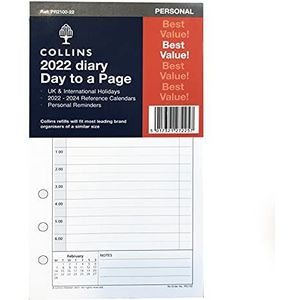 Collins 2022 Dagboek Dag naar een Pagina Refill voor Persoonlijke Grootte (172mm x 96mm) 6 Ring Organizer