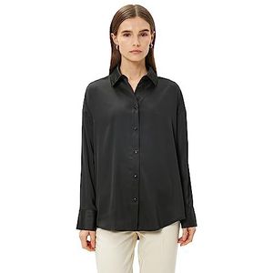 Koton Dames lange mouwen buttoned satijnen shirt, zwart (999), 40