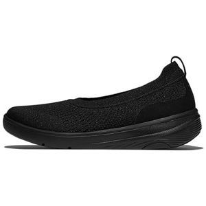 Fitflop Super-Q gebreide ballerina's voor dames, zwart, 4 UK, Zwart, 37 EU