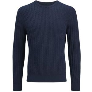 Jack & Jones - JJEEMIL KNIT CABLE CREW NECK - Gebreide Trui - Navy Blazer