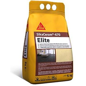 Sika Ceram-670 Elite witte flexibele porseleinen afdichting met hoge sterkte, geverfd, voor 2-12 mm voegvulling in paramenten en straatstenen, 5 kg