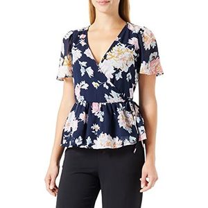 ONLY Onlstar Life Fia S/S Wrap Top Ptm Blouse voor dames, Night Sky/Aop: Star Garden Flower, M