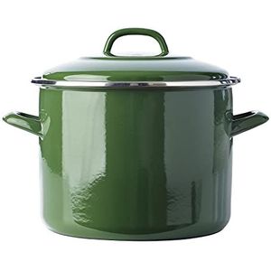 BK Indigo Nederlandse geëmailleerde kookpan met deksel, 24cm/8,7 liter, inductie, ovenbestendig, vaatwasmachinebestendig, groen