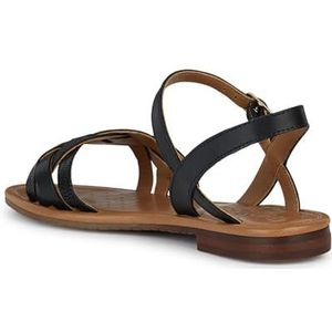 Geox Dames D Sozy S B Platte sandaal, zwart, 37,5 EU, zwart, 37.5 EU