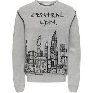 ONLY & SONS Onspale Reg Crew Knit, lichtgrijs gem., XL
