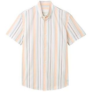 TOM TAILOR Denim Dobby overhemd met korte mouwen voor heren met strepenpatroon, 35486 - veelkleurige Dobby Stripe, M