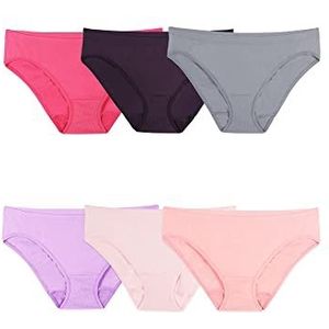 Fruit of the Loom No Show naadloos ondergoed voor dames, geweldige stretch en geen pantylijnen, verkrijgbaar in grote maten, Nylon - Bikini - 6 Pack - Kleuren kunnen variëren, 9