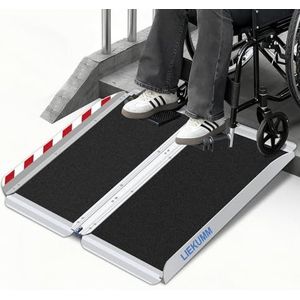 LIEKUMM Rolstoelhelling, 77 cm breed, 300 kg capaciteit, rolstoelhelling, inklapbaar, 61 cm, aluminium rolstoelhelling voor trappen, treden, stoepranden, drempelhelling voor elektrische rolstoel