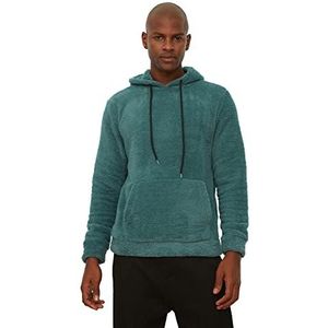 Trendyol Heren Indigo Heren-Kangaroo Zakken Lange Mouwen Hooded Sweatshirt, XL