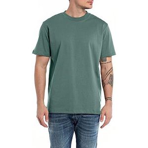 Replay Heren T-shirt Korte Mouw Ronde Hals Second Life Collection, Groen (Green Essence 336), M, Green Essence 336, M