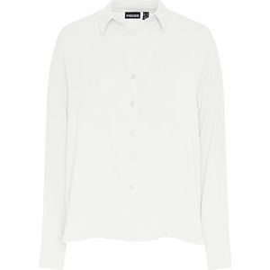 PIECES Pcfranan Ls Shirt Noos Bc Blouse voor dames, wit (bright white), XL