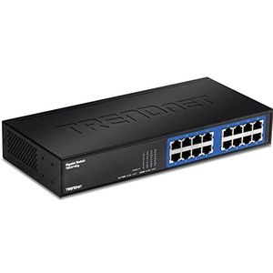 TRENDnet TEG-S16DG 16-Port Onbeheerde Gigabit GREENnet desktop metalen switch, ventilatorloos, 16x RJ-45 poorten, 32 Gbps doorvoersnelheid