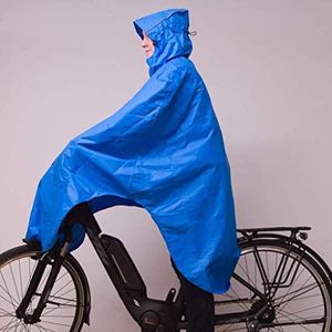 LOWLAND OUTDOOR fietsponcho, blauw, 100% waterdicht (10.000mm) - ademend (8.000g/M²) PFAS vrij!