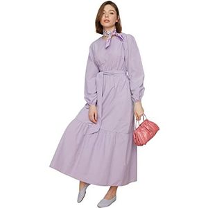 TRENDYOL Frau Modest Maxi blousejurk regular fit geweven stof bescheiden jurk, lila, 34
