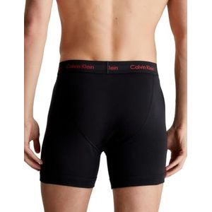 Calvin Klein heren shorts Boxer Slip 3pk, Zwart W/Pompian Rode Logo's, L
