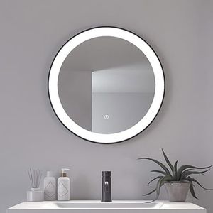 Loevschall Libra Ronde spiegel met verlichting, led-spiegel met touch-schakelaar Ø600, badkamerspiegel met ledverlichting, verstelbare badkamerspiegel met verlichting, wandspiegel met verlichting