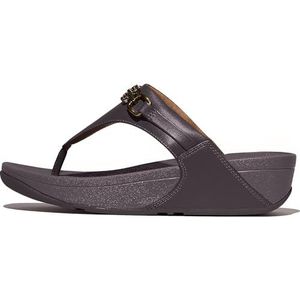 Fitflop Dames LULU vierkante ketting lederen teen post sandalen, loodgietersbes, 5 UK, Loodgieter, 38 EU