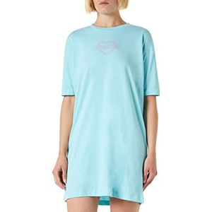 Love Moschino Vrouwen Short-Sleeved ape Comfort Fit Dress, Turquoise, 38, turquoise, 38