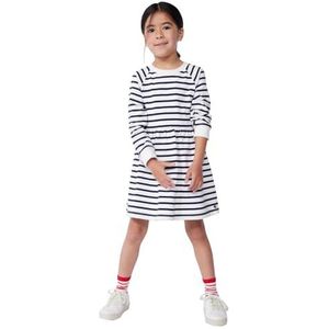 Petit Bateau Jurk met lange mouwen voor meisjes, Wit/Blauw, 6 jaar