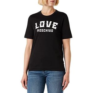 Love Moschino Dames Regular fit Short-Sleeved T-shirt, Zwart, 38, zwart, 38