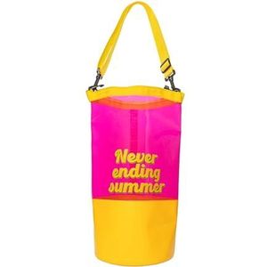 Fisura – Waterdichte Dry Bag ""summer"". Roze en gele waterdichte tas van 5 liter. Droogtas met rolsluiting en schouderriem. Afmetingen: 29 centimeters x 41,5 centimeters