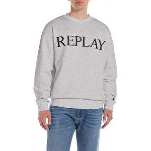 Replay Heren sweatshirt sweater Regular fit Pure Logo Collectie, M08 Light Grey Melange, XL