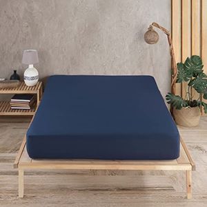 Vency Premium jersey hoeslaken 100 x 200 cm marineblauw - hoeslaken 100% katoen, laken 100 x 200 tot 35 cm matrashoogte marineblauw