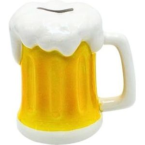 Spaarpot als bierglas - spaarpot - spaarpot - bierkassa, wit - geel, grootte L/B/H ca. 14 x 13 x 14 cm